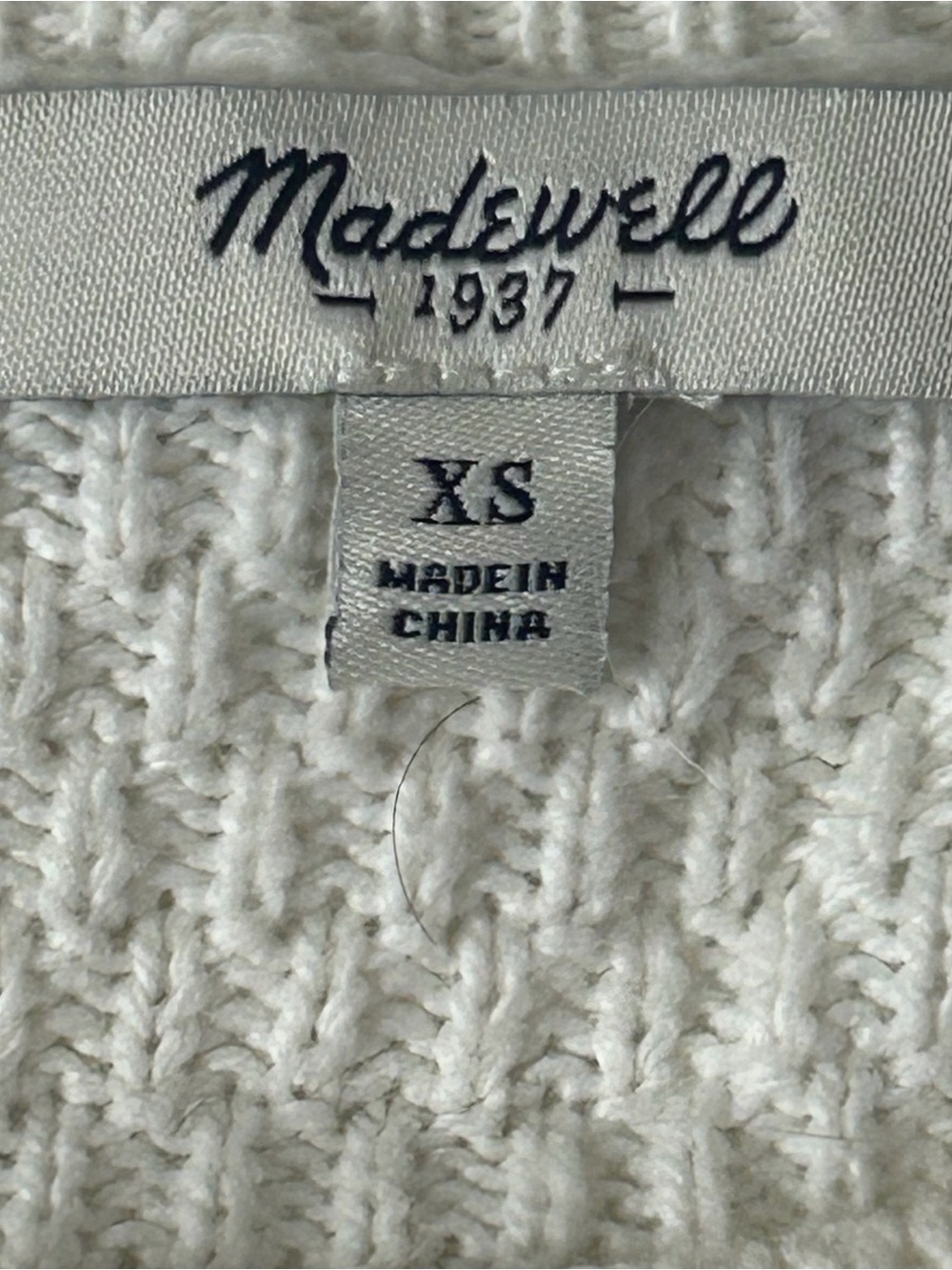 Madewell XS Ivory Textured Knit Sweater Cotton Blend Crewneck Pullover - Picture 10 of 13